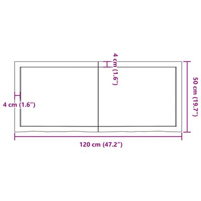 vidaXL kezeletlen tömör tölgyfa asztallap 120x50x(2-4) cm