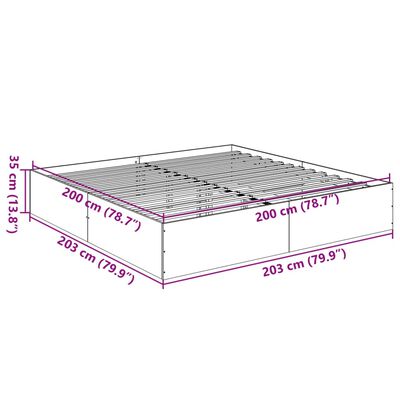 vidaXL füstös tölgy színű szerelt fa ágykeret 200 x 200 cm