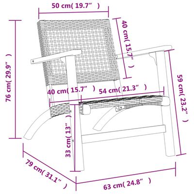 vidaXL 2 db bézs polyrattan és akácfa kerti szék