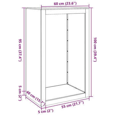 vidaXL fehér acél tűzifatároló 60 x 40 x 100 cm