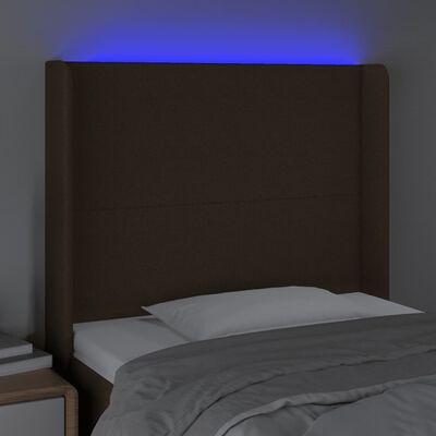 vidaXL sötétbarna szövet LED-es fejtámla 93x16x118/128 cm