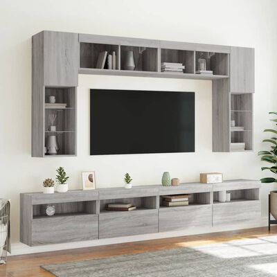 vidaXL szürke sonoma színű fali TV-szekrény LED-ekkel 60x30x40 cm