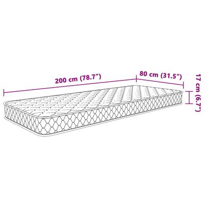 vidaXL fehér memóriahabos matrac 80 x 200 x 17 cm