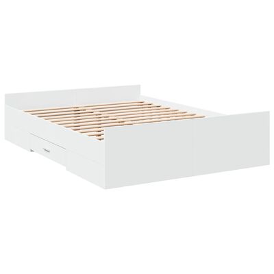 vidaXL fehér szerelt fa ágykeret fiókkal 120 x 200 cm