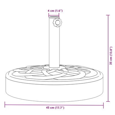 vidaXL kerek napernyőtalp rúdhoz Ø38 / 48 mm 25 kg