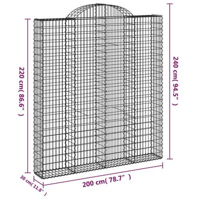 vidaXL 7 db íves horganyzott vas gabion kosár 200x30x220/240 cm