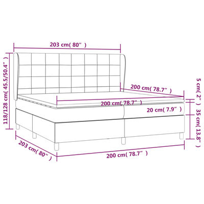 vidaXL sötétszürke bársony rugós ágy matraccal 200x200 cm