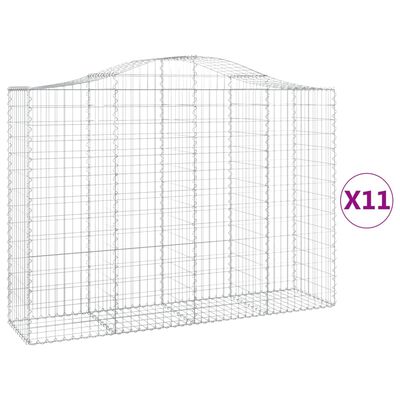 vidaXL 11 db íves horganyzott vas gabion kosár 200x50x140/160 cm