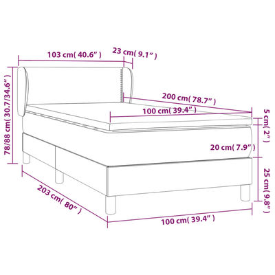 vidaXL rózsaszín bársony rugós ágy matraccal 100 x 200 cm