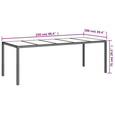 vidaXL 9 részes szürke polyrattan/üveg kerti étkezőgarnitúra párnával