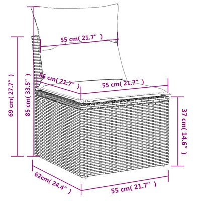 vidaXL 6 részes világosszürke polyrattan kerti ülőgarnitúra párnákkal