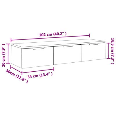 vidaXL magasfényű fehér szerelt fa faliszekrény 102x30x20 cm