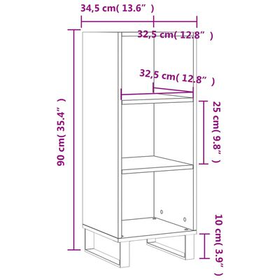 vidaXL sonoma tölgy színű szerelt fa tálalószekrény 34,5x32,5x90 cm