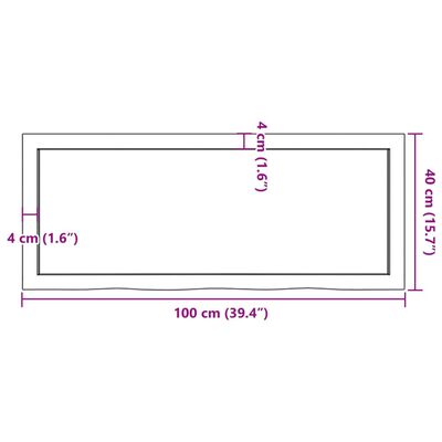 vidaXL sötétbarna kezelt tömör fa fürdőszobai pult 100x40x(2-4) cm