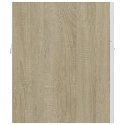 vidaXL fehér és sonoma-tölgy szerelt fa mosdószekrény 80x38,5x46 cm
