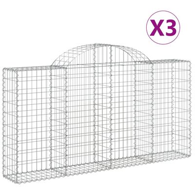 vidaXL 3 db íves horganyzott vas gabion kosár 200x30x100/120 cm