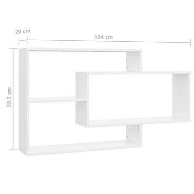 vidaXL fehér szerelt fa fali polc 104 x 20 x 58,5 cm