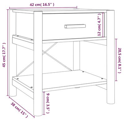 vidaXL 2 db fekete szerelt fa ágy melletti asztal 42 x 38 x 45 cm