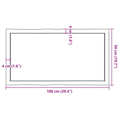 vidaXL sötétbarna kezelt tömör asztallap 100x50x(2-6) cm