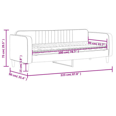 vidaXL világosszürke bársony kanapéágy matraccal 80 x 200 cm