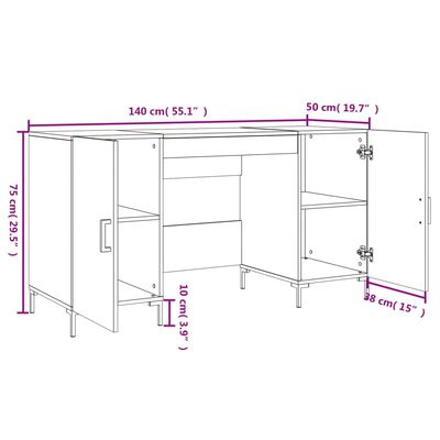 vidaXL barna tölgyszínű szerelt fa íróasztal 140 x 50 x 75 cm