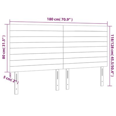 vidaXL sötétszürke bársony LED-es fejtámla 180x5x118/128 cm