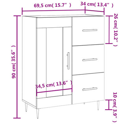 vidaXL barna tölgy színű szerelt fa tálalószekrény 69,5 x 34 x 90 cm