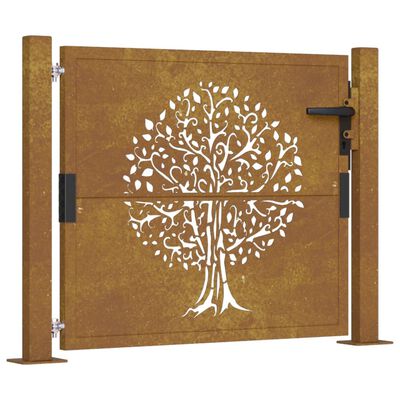 vidaXL rozsdaszínű famintás corten acél kerti kapu 105 x 105 cm