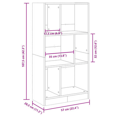 vidaXL sonoma tölgy színű szerelt fa könyvszekrény 57x28,5x107,5 cm