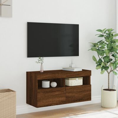 vidaXL barna tölgyszínű fali TV-szekrény LED-del 80x30x40 cm