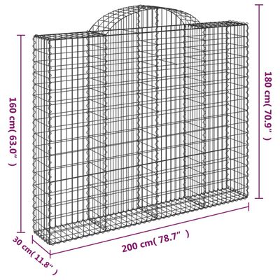 vidaXL 3 db íves horganyzott vas gabion kosár 200x30x160/180 cm