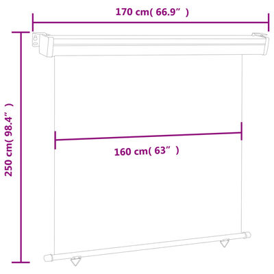 vidaXL fekete erkély oldalnapellenző 175 x 250 cm