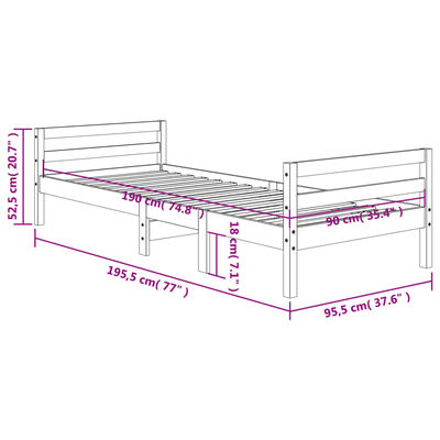 vidaXL viaszbarna tömör fenyőfa ágy matrac nélkül 90 x 190 cm