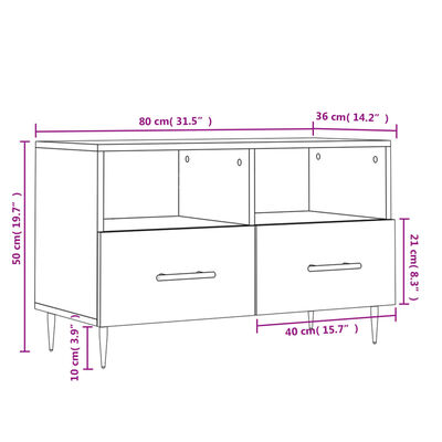 vidaXL fehér magasfényű szerelt fa TV-szekrény 80x36x50 cm