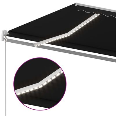 vidaXL antracitszürke kézzel kihúzható LED-es napellenző 500x350 cm