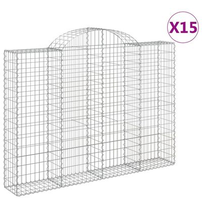 vidaXL 15 db íves horganyzott vas gabion kosár 200x30x140/160 cm