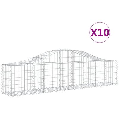 vidaXL 10 db íves horganyzott vas gabion kosár 200x30x40/60 cm