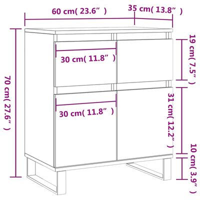 vidaXL barna tölgy színű szerelt fa tálalószekrény 60 x 35 x 70 cm