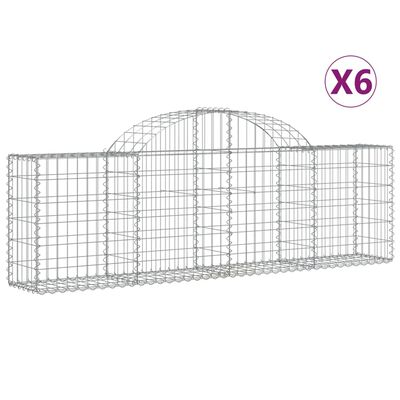 vidaXL 6 db íves horganyzott vas gabion kosár 200x30x60/80 cm