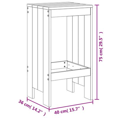 vidaXL 2 db fekete tömör fenyőfa bárszék 40x36x75 cm