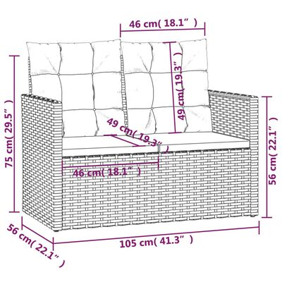 vidaXL 4 részes fekete polyrattan kültéri ülőgarnitúra párnákkal