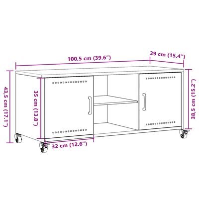 vidaXL mustársárga hidegen hengerelt acél TV-szekrény 100,5x39x43,5 cm