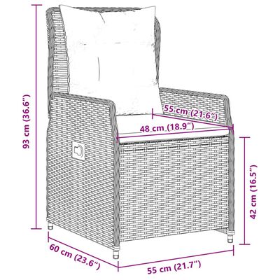 vidaXL 7 részes fekete polyrattan kerti étkezőgarnitúra párnával