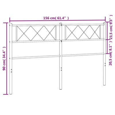 vidaXL fehér fém fejtámla 150 cm