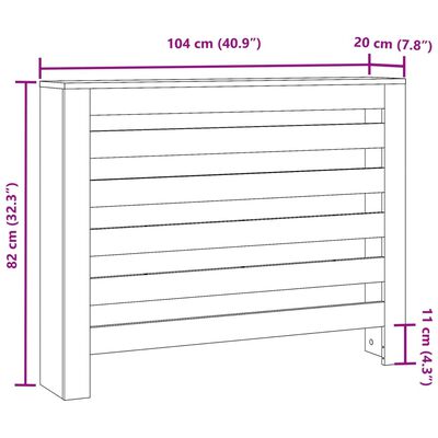 vidaXL betonszürke szerelt fa radiátorburkolat 104 x 20 x 82 cm