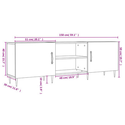 vidaXL sonoma tölgyszínű szerelt fa TV-szekrény 150x30x50 cm