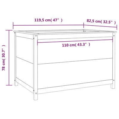 vidaXL fehér tömör fenyőfa kerti magaságyás 119,5 x 82,5 x 78 cm