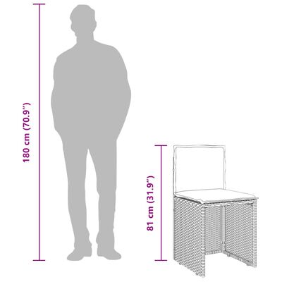 vidaXL 3 részes szürke polyrattan bisztrógarnitúra párnákkal