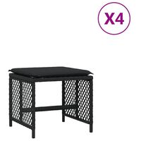 vidaXL 4 db fekete polyrattan kerti szék párnával 41 x 41 x 36 cm