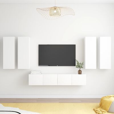 vidaXL 8 részes fehér szerelt fa TV-szekrényszett